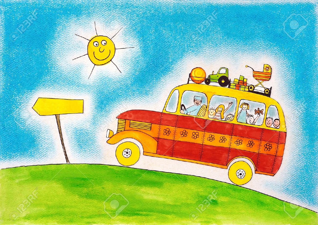 18459578-voyage-en-autobus-scolaire-dessin-d-enfant-s-peinture-à-l-aquarelle-sur-papier